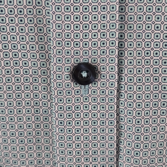 Tasso Elba Mens Foulard Button Up Aqua Combo Geometric Print Shirt Size M 15-15½ - Picture 3 of 6